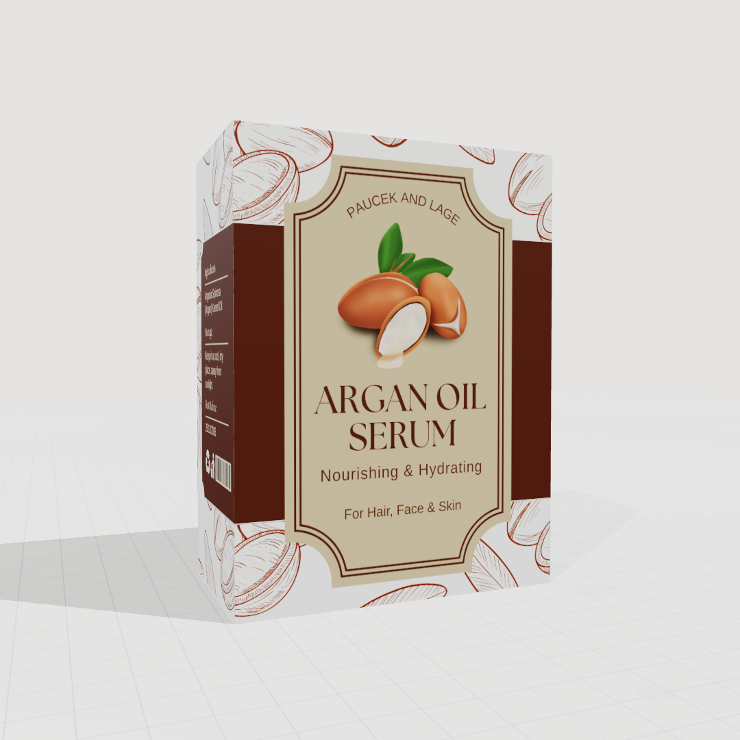 Luxury Argan Oil Serum Packaging: 3D Box Mockup Generator to Customize Box Dimensions & Create Realistic Packaging Mockups