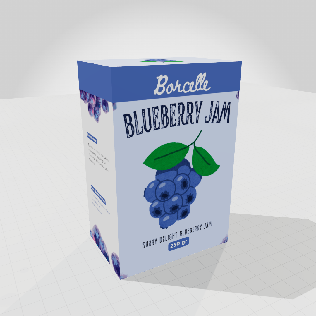 Blue Berry Jam Mockup – Free 3D Packaging Design Template