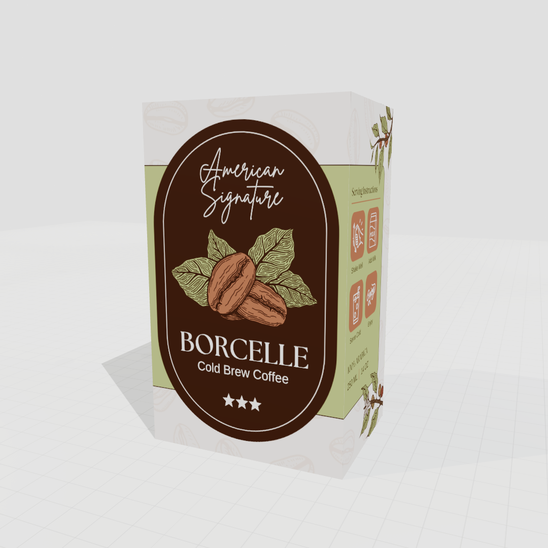 Create Stunning Borcelle Cold Coffee Brew Packaging with 3D Box Mockup Generator