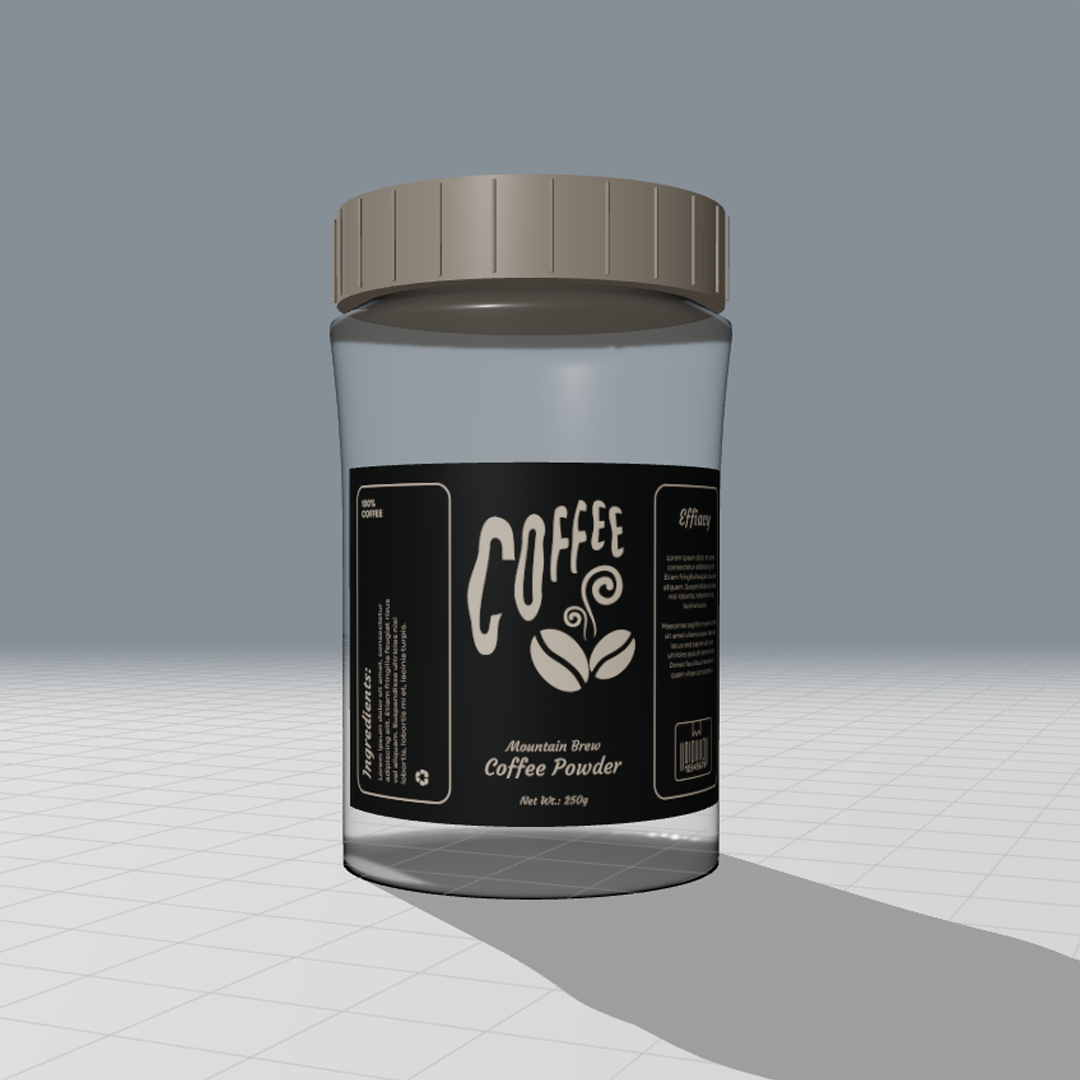 3D Bottle Mockup Generator: Create Realistic Coffee Powder Packaging Mockups Online in Minutes