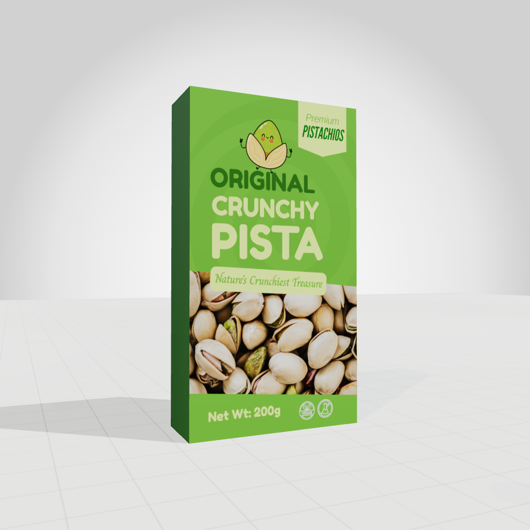 Original Crunchy Pista Packaging – Realistic 3D Box Mockup Showcase
