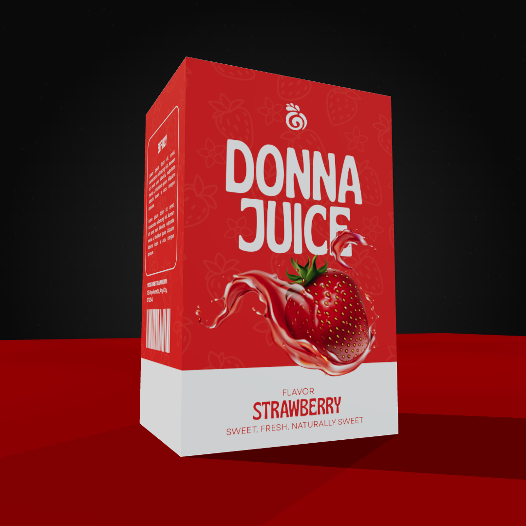 Donna Juice 3D Mockup – Create Realistic Strawberry Box Packaging Mockups Online