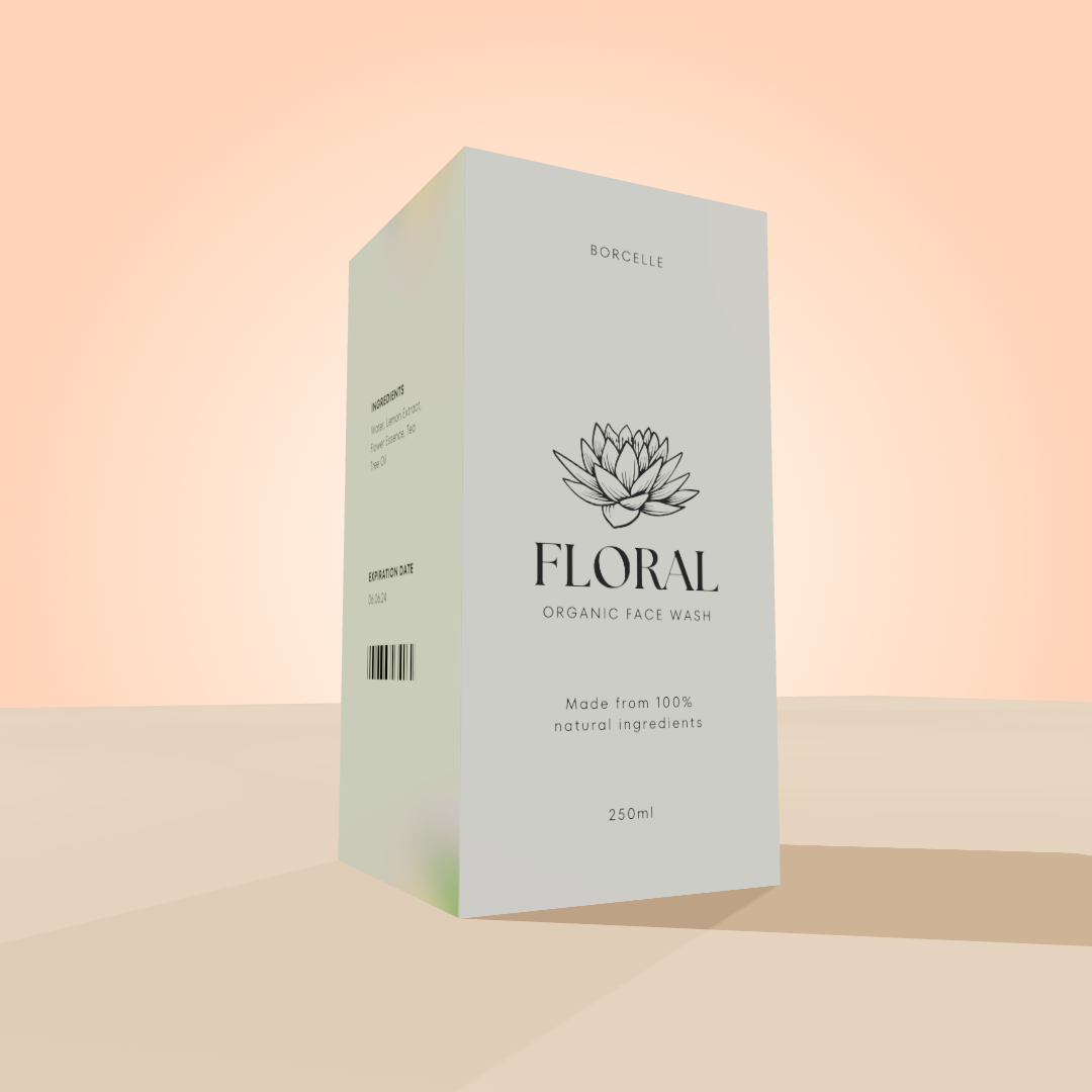 Create Stunning 3D Box Mockups for Organic Skincare Products | Floral Facewash Packaging Design