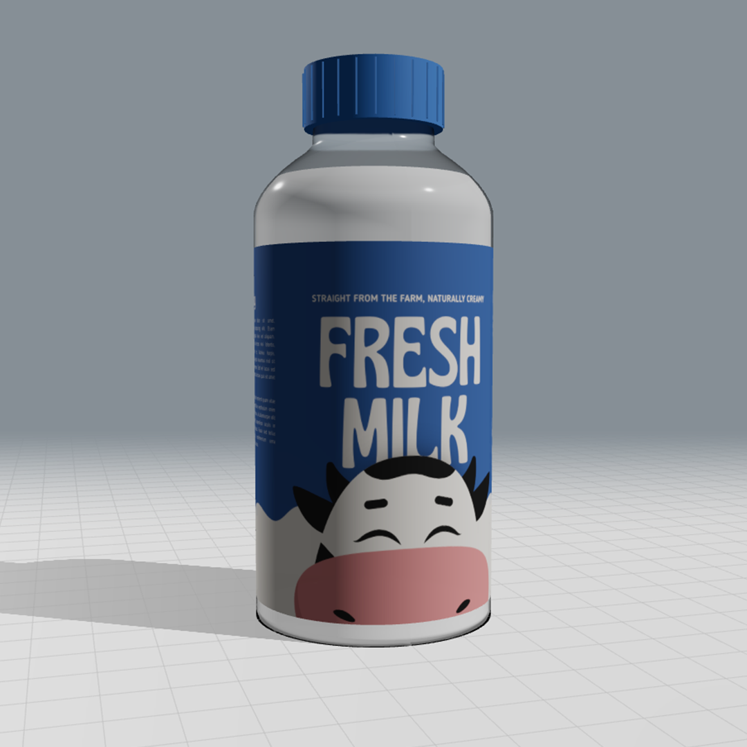 Fresh Milk 3D Bottle Mockup - Create Realistic Packaging Mockups for Bottles Online