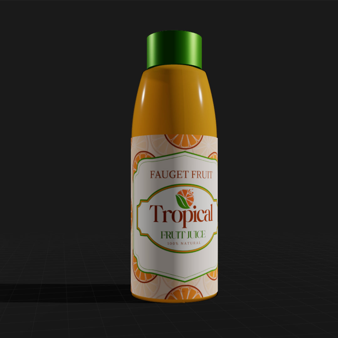 Tropical Fruit Juice 3D Bottle Mockup - Create Stunning Product Designs Online