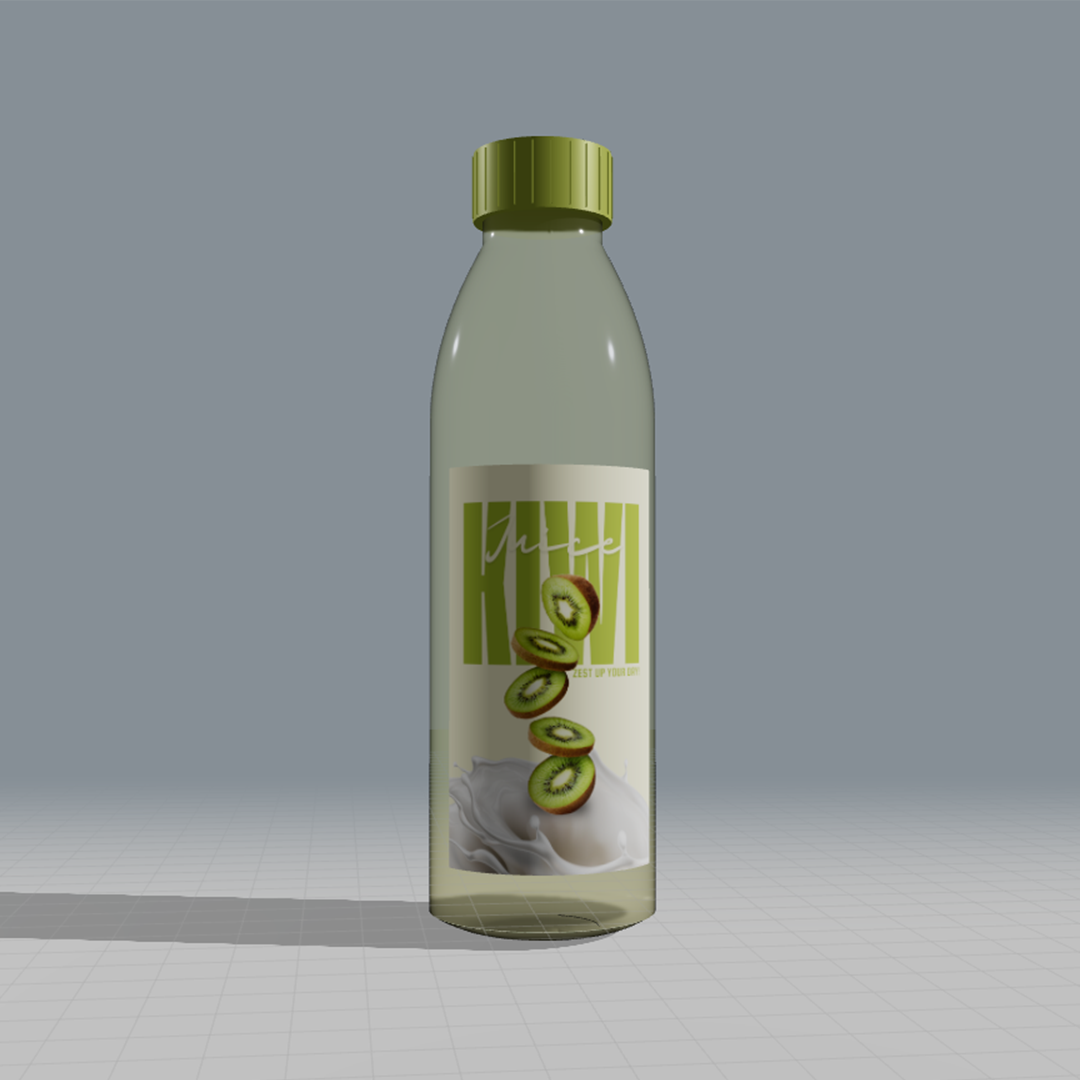Kiwi Juice 3D Bottle Mockup Generator | Create Realistic Packaging Mockups for Bottles Online