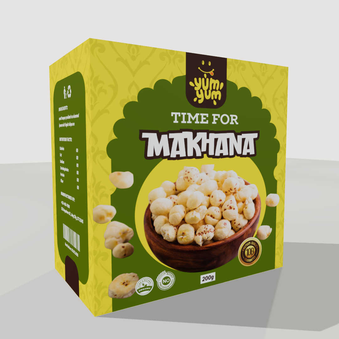Create Stunning Makhana Packaging with Our 3D Box Mockup Generator - Customize Your Design Online