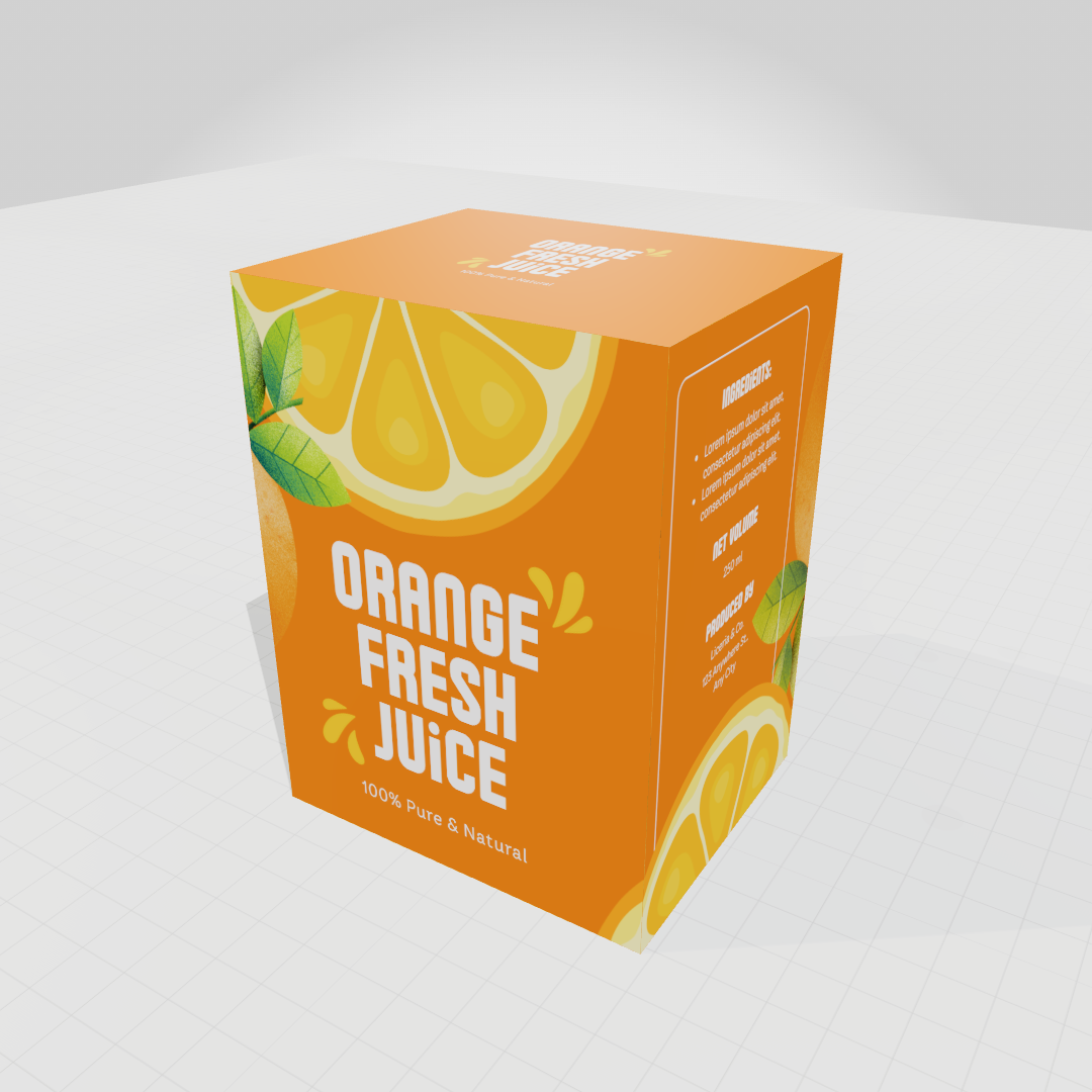 Orange Fresh Juice 3D Mockup | Free Packaging Design Template