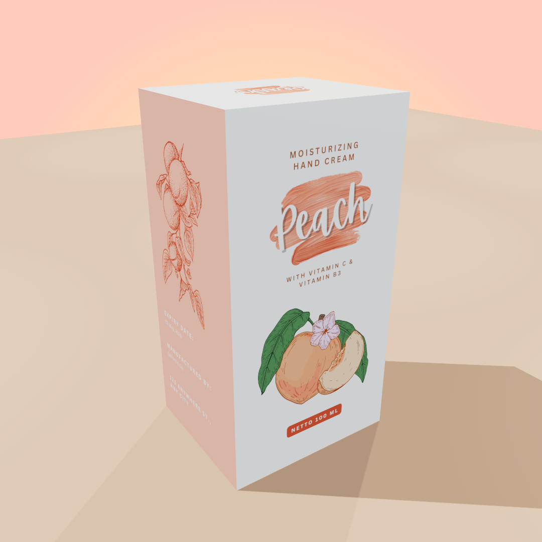 Create Stunning 3D Box Mockups for Peach Hand Cream Packaging - Free Online Generator