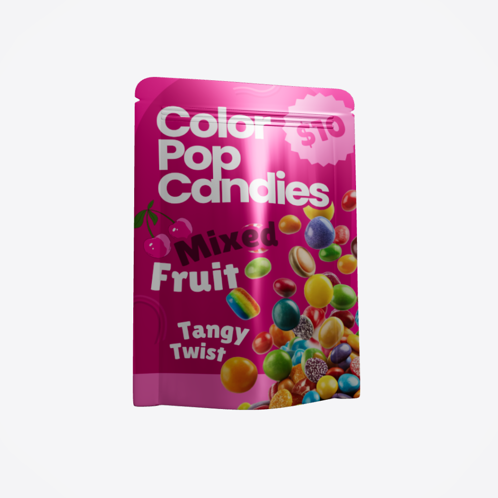 Color Pop Candies 3D Pouch Mockup - Create Stunning Product Designs Online