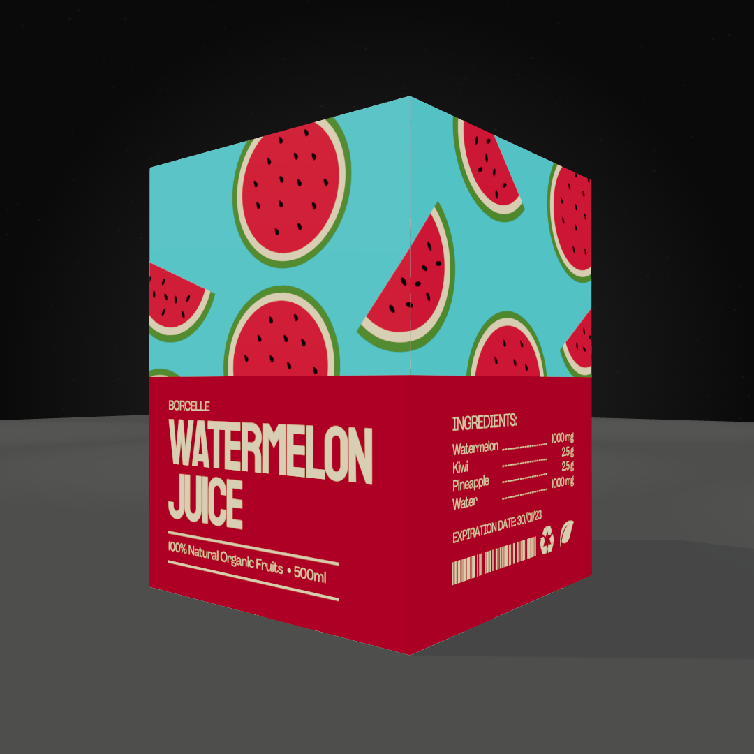 Design Eye-Catching Watermelon Juice Packaging Using 3D Box Mockup Generator