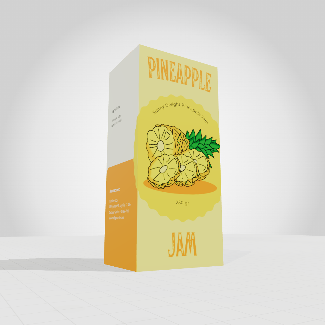 Yellow Pineapple 3D Mockup | Free Product Packaging Design Template
